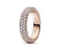 Pandora Timeless 14k Rose gold-plated pavé Double-row ring with clear cubic zirconia, 52