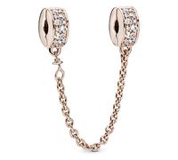 Pandora Timeless 14k Rose gold-plated safety chain with clear cubic zirconia and silicone grip