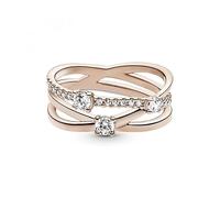 Pandora Timeless 14k Rose gold-plated Sparkling Triple Band ring with clear cubic zirconia, 52