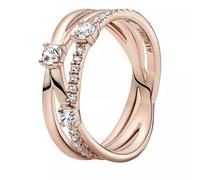 Pandora Timeless 14k Rose gold-plated Sparkling Triple Band ring with clear cubic zirconia, 54