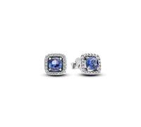Pandora Silver Sparkling Blue Halo Stud Earrings