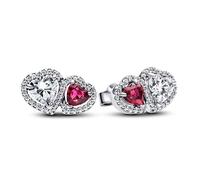 Pandora Timeless 293633C01 Radiant Wreath Heart Stud Earrings Sterling Silver with Zirconia, 3,7x8x13,4 mm, Sterling Silver, Zircon