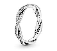 Pandora Timeless Braided pave silver ring with cubic zirconia, 50