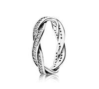 Pandora Timeless Braided pave silver ring with cubic zirconia, 54