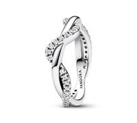 Pandora Timeless Double wave sterling silver ring with clear cubic zirconia, 50
