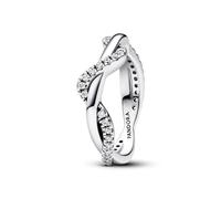 Pandora Timeless Double wave sterling silver ring with clear cubic zirconia, 52