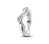Pandora Timeless Double wave sterling silver ring with clear cubic zirconia, 54