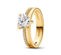 Pandora Timeless Heart 14k gold-plated ring with clear cubic zirconia, 48