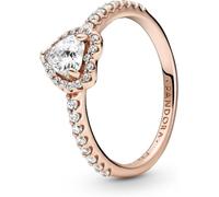 Pandora Timeless Heart 14k rose gold-plated ring with clear cubic zirconia, 58