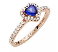 Pandora Timeless Heart 14k rose gold-plated ring with clear cubic zirconia and twilight blue crystal, 54