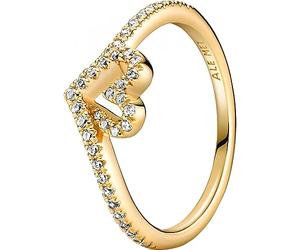 Pandora Timeless Heart and wishbone 14k gold-plated ring with clear cubic zirconia