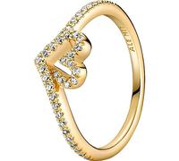 Pandora Timeless Heart and wishbone 14k gold-plated ring with clear cubic zirconia, 52