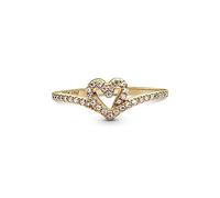 Pandora Timeless Heart and wishbone 14k gold-plated ring with clear cubic zirconia, 56
