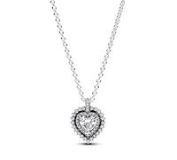 Pandora Timeless Heart sterling silver collier with clear cubic zirconia