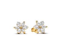 Pandora Timeless Herbarium cluster 14k gold-plated stud earrings with clear cubic zirconia