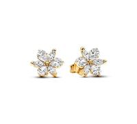 Pandora Timeless Herbarium cluster 14k gold-plated stud earrings with clear cubic zirconia