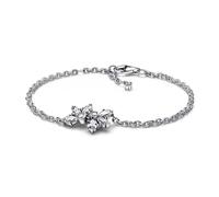 Pandora Timeless Herbarium cluster sterling silver bracelet with clear cubic zirconia, 20