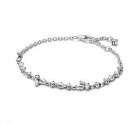 Pandora Timeless Herbarium cluster sterling silver chain bracelet with clear cubic zirconia, 20