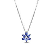 Pandora Timeless Herbarium cluster sterling silver collier with princess blue crystal and clear cubic zirconia