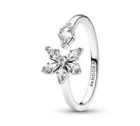 Pandora Timeless Herbarium cluster sterling silver open ring with clear cubic zirconia