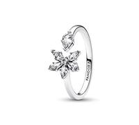 Pandora Timeless Herbarium cluster sterling silver open ring with clear cubic zirconia, 52