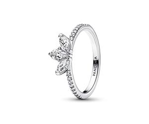 Pandora Timeless Herbarium sterling silver cluster ring with clear cubic zirconia, 58