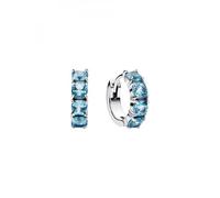 PANDORA Timeless 293851C01 Sterling Silver Hoop Earrings with Artificial Crystals Aquamarine Blue