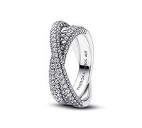 Pandora Timeless Sterling silver cross over ring with clear cubic zirconia, 54