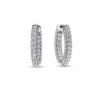 Pandora Timeless Pavé Single-Row Hoop Earrings - Sterling Silver Hoop Earrings with Cubic Zirconia for Women - Gift for Her - No Box
