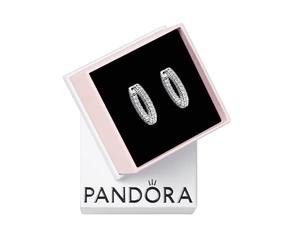 Pandora Timeless Pavé Single-Row Hoop Earrings - Sterling Silver Hoop Earrings with Cubic Zirconia for Women - Gift for Her - With Gift Box