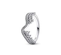 Pandora Timeless Sparkling Asymmetric Wave sterling silver ring with clear cubic zirconia, 58