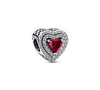 Pandora Timeless Sparkling Levelled Heart sterling silver charm with cherries jubilee red crystal and clear cubic zirconia
