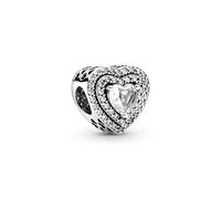 Pandora Timeless Sparkling Levelled Heart sterling silver charm with clear cubic zirconia