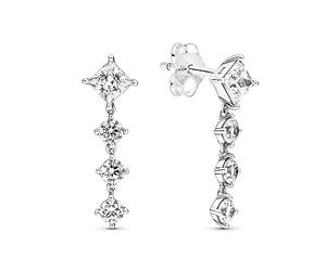 Pandora Timeless Sparkling Round and Square Sterling silver stud earrings with clear zirconia