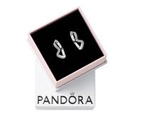 Pandora Timeless Sparkling Wave sterling silver hoop earrings with clear cubic zirconia