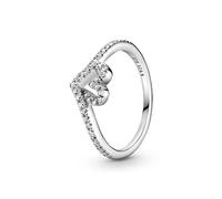 Pandora Sparkling Wishbone Heart Ring - 50