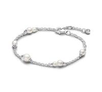 Pandora Timeless Sterling silver bracelet with white treated freshwater cultured pearl and clear cubic zirconia, 16