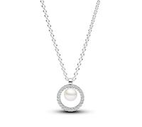 Pandora Timeless Sterling silver collier with white treated freshwater cultured pearl and clear cubic zirconia