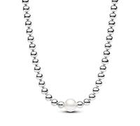 Pandora Timeless Sterling silver collier with white treated freshwater cultured pearl and cubic zirconia
