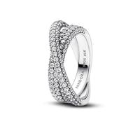 Pandora Timeless Sterling silver cross over ring with clear cubic zirconia, 58