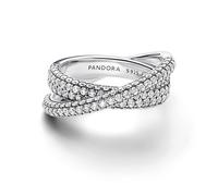 Pandora Timeless Sterling silver cross over ring with clear cubic zirconia, 60