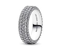 Pandora Timeless Sterling silver Pavé Triple-row ring with clear cubic zirconia, 58
