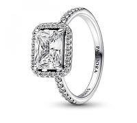 Pandora Timeless Sterling silver Rectangular Sparkling Halo ring with clear cubic zirconia, 50