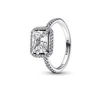 Pandora Timeless Sterling silver Rectangular Sparkling Halo ring with clear cubic zirconia, 56