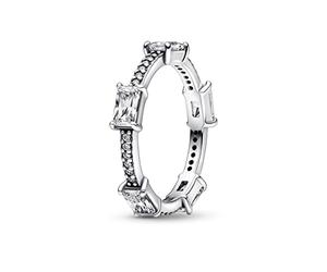 Pandora Timeless Sterling silver ring Rectangular Bars Sparkling Pavé with clear cubic zirconia, 58