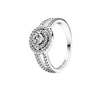 Pandora Timeless Sterling silver Sparkling Double Halo ring with clear cubic zirconia, 58