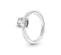 Pandora Timeless Sterling silver Sparkling Solitaire ring with clear cubic zirconia, 52