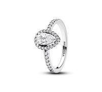 Pandora Timeless Sterling silver teardrop ring with clear cubic zirconia, 52