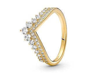 Pandora Timeless Tiara wishbone 14k gold-plated ring with clear cubic zirconia, 48
