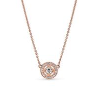 Pandora Timeless Vintage Circle 14k Rose gold-plated collier with clear cubic zirconia